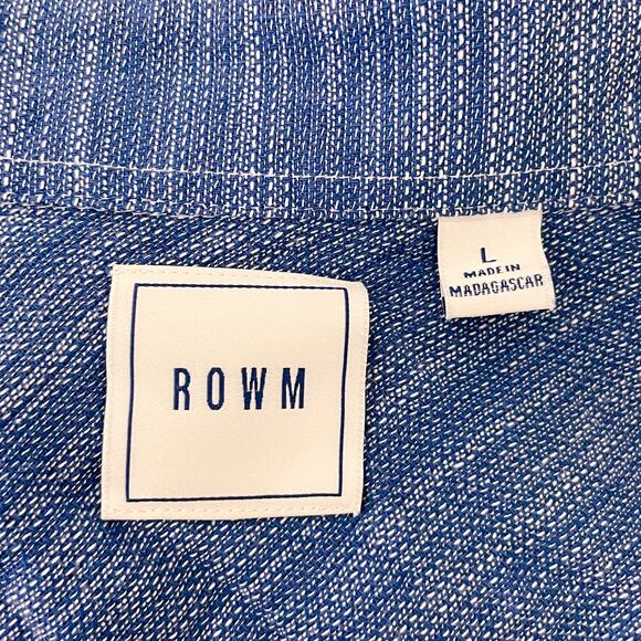 Rowm Top Cotton Short Sleeve Collared Button Down Shirt Denim Blue Men L NWT - Picture 6 of 11